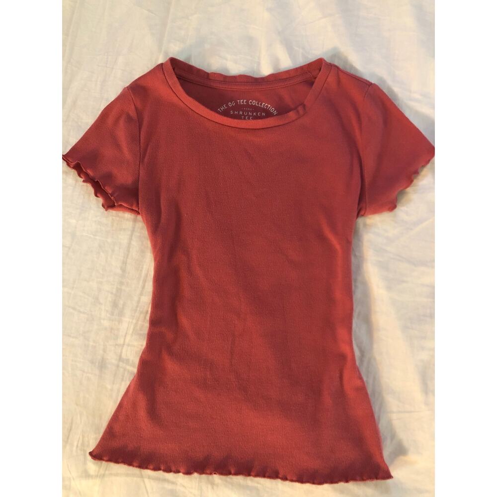 Aeropostale The OG Tee shrunken pink tee with lettuce edges size Small